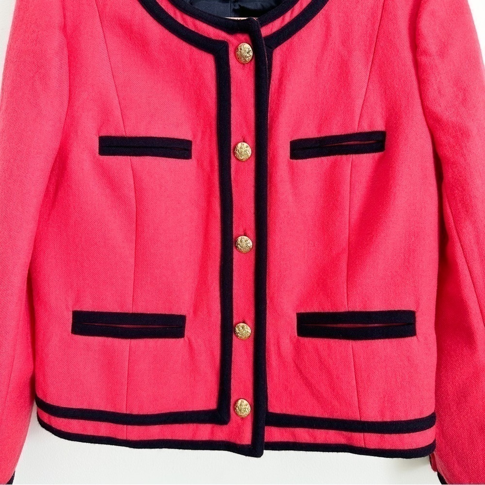 J. Crew Pink Navy Classic Brass Button Cropped Blazer sz 8 - Picture 8 of 15